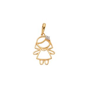 Pingente Filhos De Ouro 18K Menina Com Zircônias 17mm