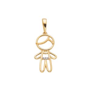 Pingente Filhos De Ouro 18k Menino Com Zircônia  22mm