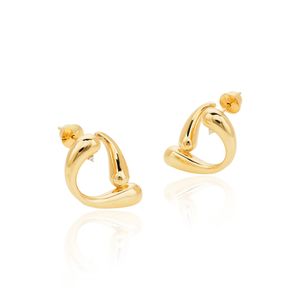 Brinco De Ouro 18k Orgânico Com Zircônia
