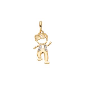 Pingente Filhos De Ouro 18k Menino De Cabelo Cacheado