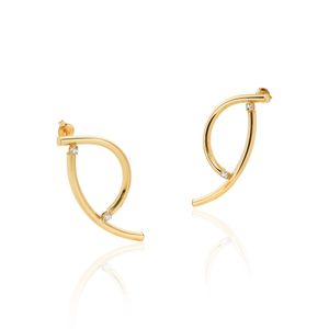 Brinco Acordes De Ouro 18k Com Topázios