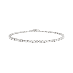 Pulseira Riviera De Ouro Branco 18K E Pedras de Zircônia 17cm