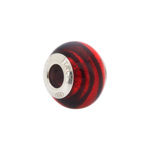 Pingente Separador Lovers Murano Vermelho e Preto Prata 925