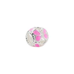 Pingente Separador Lovers Detalhes Borboleta Rosa Prata 925