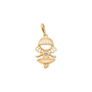 Pingente Filhos De Ouro 18k Menina Com Zircônias 17mm