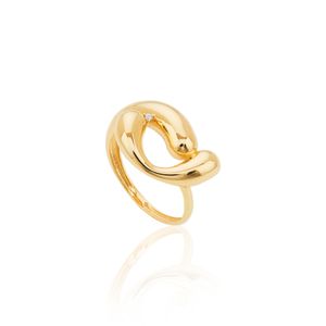 Anel De Ouro 18k  Orgânico Com Zircônia
