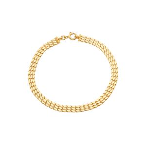 Pulseira Esteira Oval Tripla De Ouro 18k 17cm