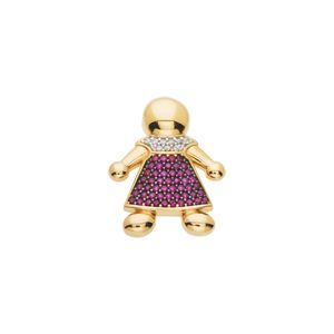 Pingente Filhos De Ouro 18k Menina Cravejada
