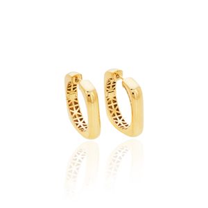 Brinco Argola Quadrada Abaulada De Ouro 18k