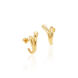 Brinco Meia Argola Orgânico De Ouro 18k