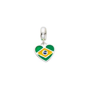 Pingente Lovers Coração Bandeira Do Brasil Prata 925