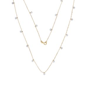 Colar De Ouro 18K Pedrinhas Brancas 45cm