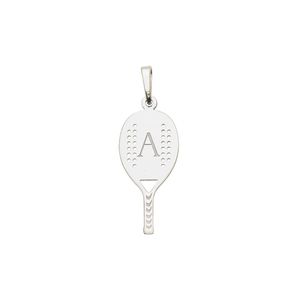 Pingente Raquete Beach Tennis Personalizado De Ouro Branco 18K