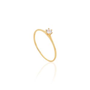 Anel Solitário Ouro 18K Com Zircônia