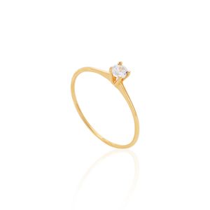 Anel Solitário Ouro 18K Com Zircônia