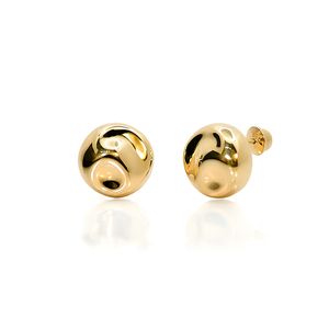 Brinco Orgânico Bola Amassada De Ouro 18K