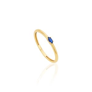 Anel Solitário De Ouro 18K Com Zircônia Safira