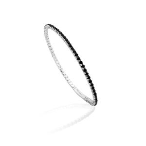 Bracelete Riviera Fina De Ouro Branco 18K Onix Negro