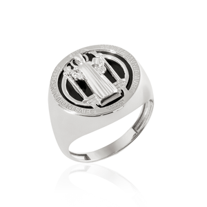 Anel São Bento De Ouro Branco 18K