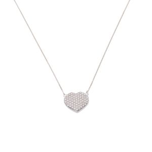 Colar Prata 925 Coração com Zircônias 45cm