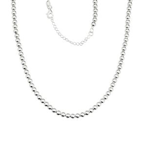 Colar De Bolinhas 4mm De Prata 925 40cm