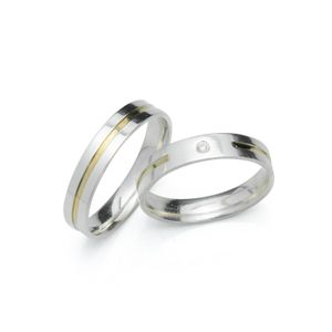 Aliança De Namoro Prata Com Filete De Ouro 4MM