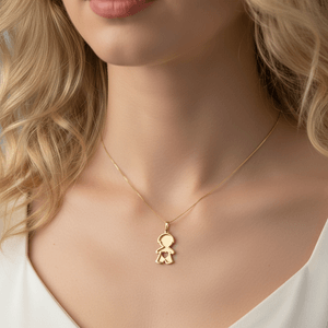 Pingente Filhos Menino Com Coração De Ouro 18K