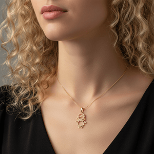 Pingente Filhos De Ouro 18K Menina Com Zircônias 22mm