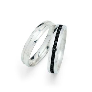 Aliança De Namoro Prata Com Zircônias Pretas