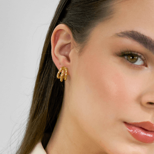 Brinco De Ouro 18k Argola Fio Triplo