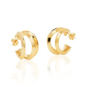 Argola De Ouro 18k Fio Triplo Triangular