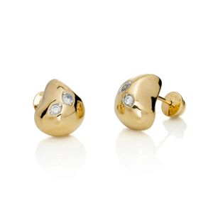 Brinco De Ouro 18K Gota Triangular Orgânico