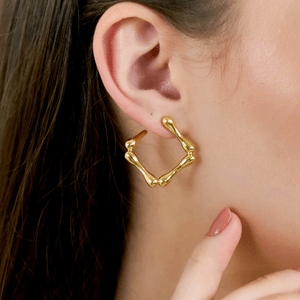 Brinco Orgânico De Ouro 18K