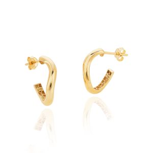 Brinco Meia Argola Orgânico De Ouro 18K