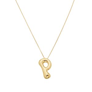 Colar De Ouro 18K  Letra P Orgânico 40cm