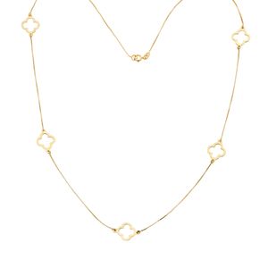 Colar De Ouro 18K Trevos Vazados 45cm