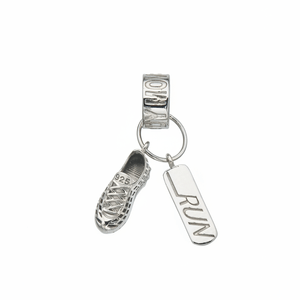 Pingente Esportivo De Prata 925 Tênis e Placa RUN