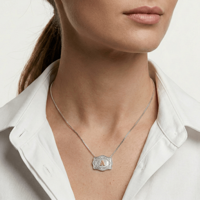 Colar Em Ouro 18K Country Fivela Personalizada