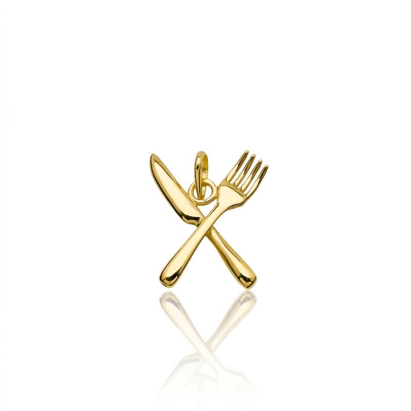 Pingente De Ouro 18K Garfo E Faca