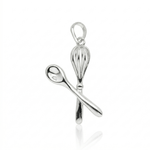 Pingente De Prata 925 Culinário Fouet E Colher