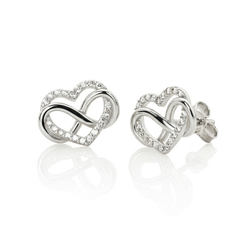 Brinco Em Prata 925 Coração E Infinito