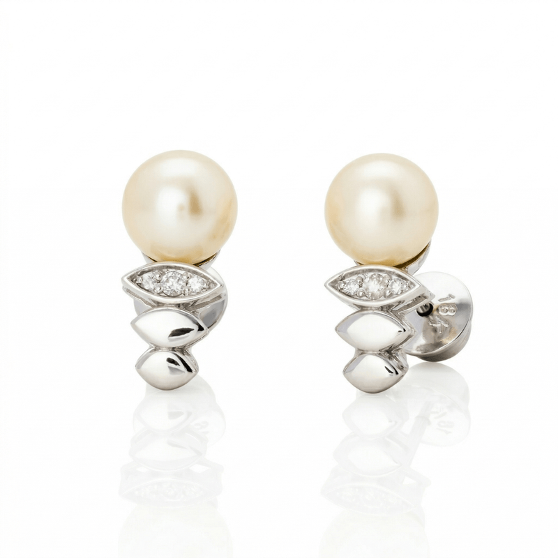 Brinco De Ouro 18k Perola Com Detalhe Navete