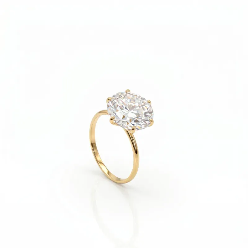 Anel Solitário De Ouro 18K Com Moissanite 12mm