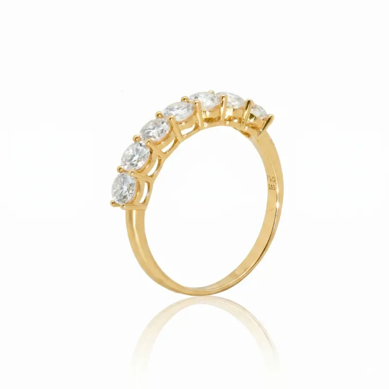 Meia Aliança Ouro 18K com Moissanites 3,5mm