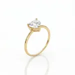 Anel Solitário De Ouro 18K Com Moissanite Coração 7mm