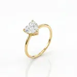 Anel Solitário De Ouro 18K Com Moissanite Coração 7mm