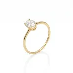 Anel Solitário De Ouro 18K Com Moissanite Oval 7mm