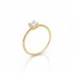 Anel Solitário De Ouro 18K Moissanite Quadrado