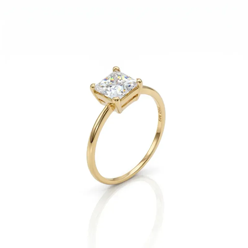 Anel-Solitario-De-Ouro-18K-Moissanite-Quadrado-6mm